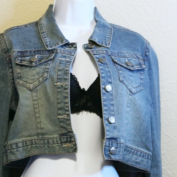 Squeeze Blue Jean Jacket with Brown Design - Picture 3 of 5